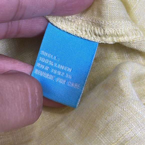 J. McLaughlin Women’s Size XSmall Yellow Green Britt Button Down 100% Linen Top - Picture 9 of 10